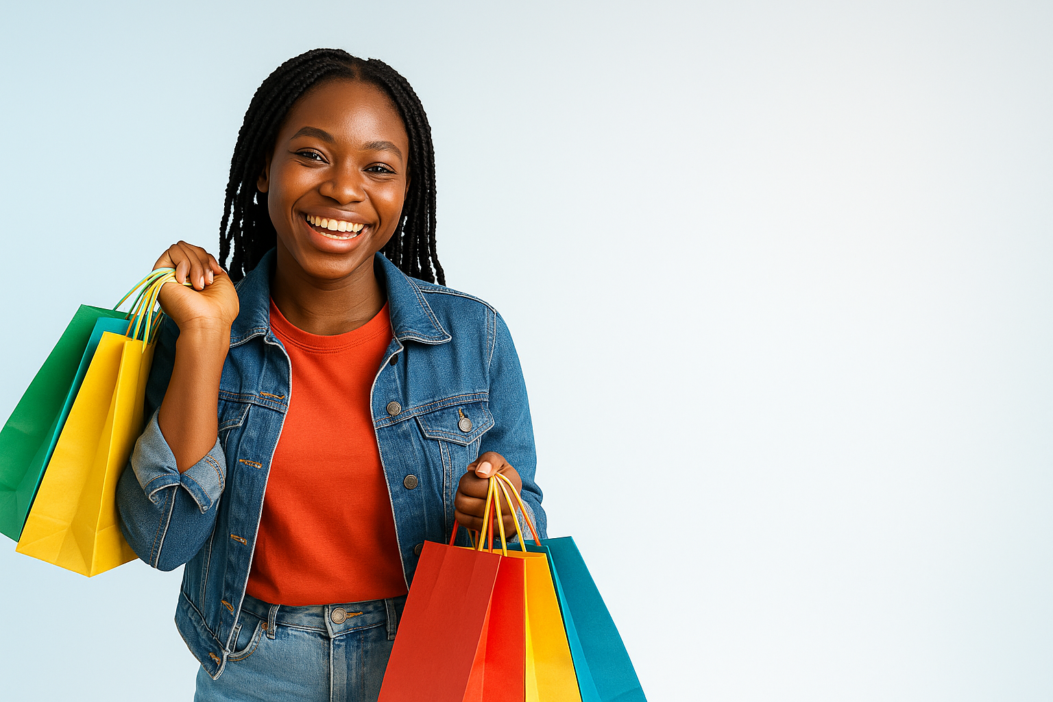 Happy OmniShoppers customer with shopping bags